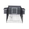 Outdoor Wood Chicken Coop with Wire Mesh Run, Nesting Boxes, Large Poultry House for 3-4 Chickens, Gray and Black