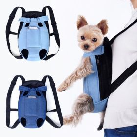 Denim Pet Dog Backpack Outdoor Travel Dog Carrier Bag for Small Dogs Puppy Kedi Carring Bags Pets Products Trasportino Cane (Color: Denim Light Blue, size: M)