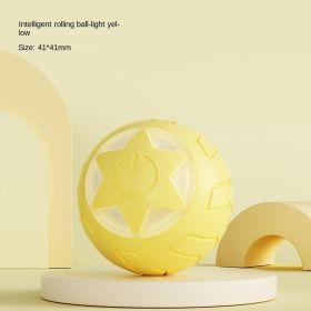 Ai Wo Pet Intelligent Rolling Ball, Cat Toy Ball, Pussy Cat Ball, Bite Resistance, and Relief for Pussy Pet Toy Ball Wholesale Cross border (Specifications: Chinese packaging, colour: Star Rolling Ball - Yellow)