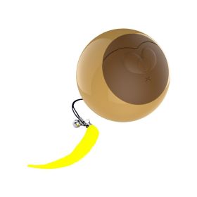 Ai Wo Pet Intelligent Rolling Ball, Cat Toy Ball, Pussy Cat Ball, Bite Resistance, and Relief for Pussy Pet Toy Ball Wholesale Cross border (Specifications: Chinese packaging, colour: Cat Bottom Rolling Ball - Brown)