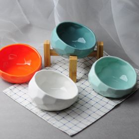 Pet Supplies Bowl Ceramic Cat Bowl Dog Bowl Oblique Mouth (Color: light green)