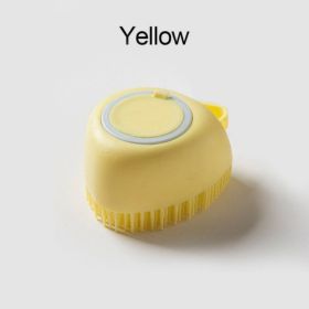 Softness Silicone Pet Brush for Dog; Dog Hair Massage Bath Brush with Shower Gel Dispenser (Color: Heart Yellow)