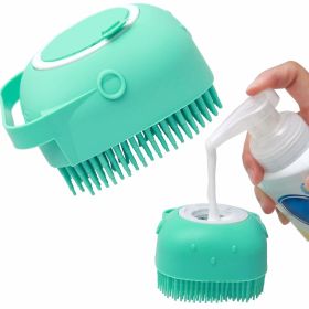 Dog Shampoo Massager Brush Dog Massage Comb Grooming Scrubber Shower Brush for Bathing Short Hair Soft Silicone Brushes (Color: Blue)